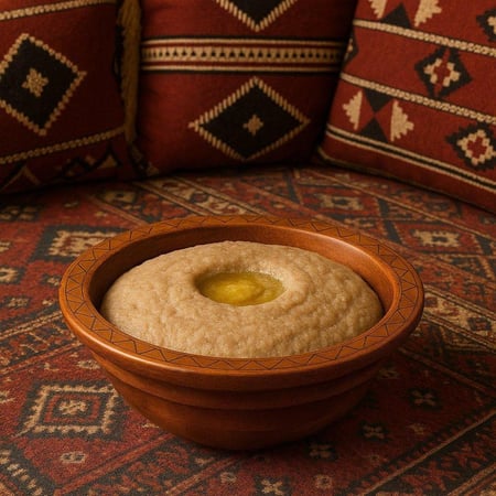 قدح تقديم خشب مدور فيتنامي للعصيد مقاس 42 سم