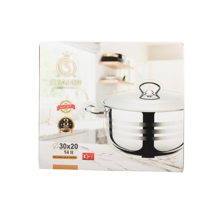 قدر استيل تركي 18/10 مقاس 30 سم ( 14 لتر )
