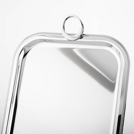 طقم صواني معدن مستطيل نيكل يد حلقات 3 قطعة سادة
