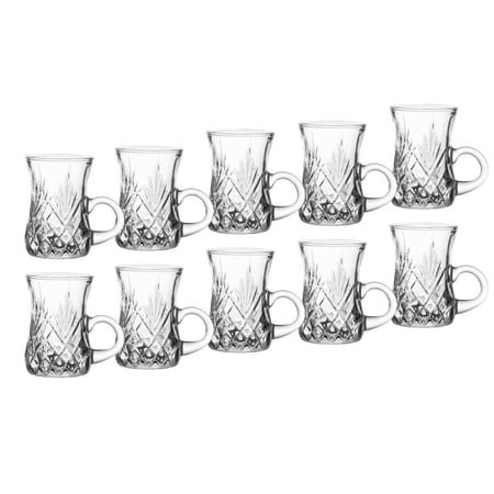 فناجين شاي زجاج مزخرف 10 قطعة 110 مل