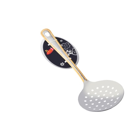 ملعقة ومصفى غرف استيل ذهبي