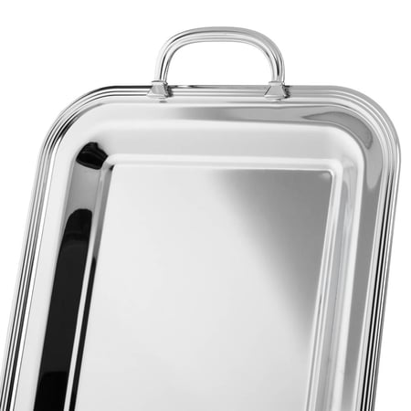 طقم صواني معدن مستطيل 3 قطعة فضي سادة