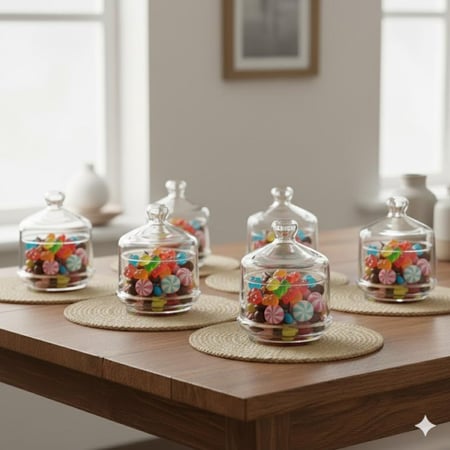 مطبقية تقديم الحلويات زجاج شفاف 6 قطعة