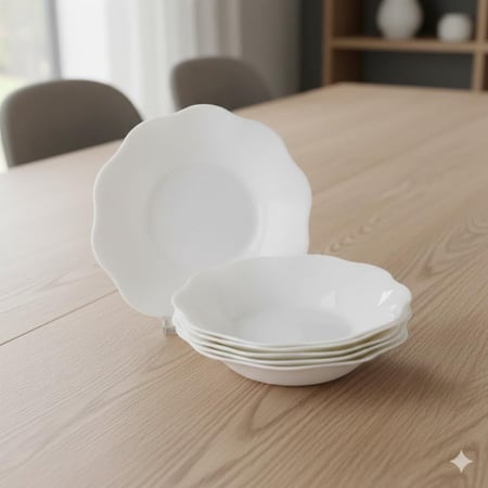 طقم صحون ايدام غويط اركوبال ابيض مقاس 18 سم 6 قطعة