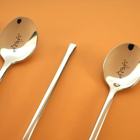 طقم ملاعق شاي وحلا معدن فضي لماع ( هني وعافية ) 6 قطعة ديفاليدي