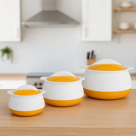 طقم حافظات طعام  MILTON ابيض و اصفر 3 قطع