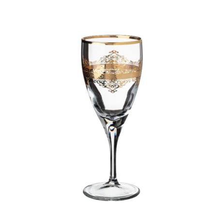 طقم كاسات عصير زجاج تركي مزخرف ذهبي 6 قطعة 180 مل