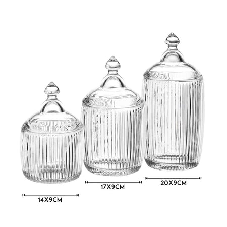 طقم مطبقيات زجاج فاخر مخطط 3 قطعة مقاسات مختلفة