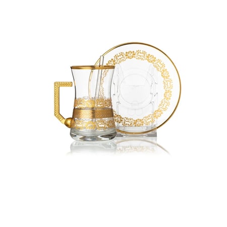 طقم كريستال تركي 76 قطعة مزخرف ذهبي