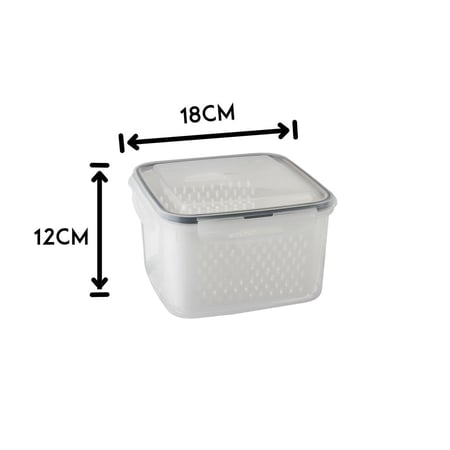 حافظة خضار وفواكه بلاستيك بغطاء مربعة 2200 مل