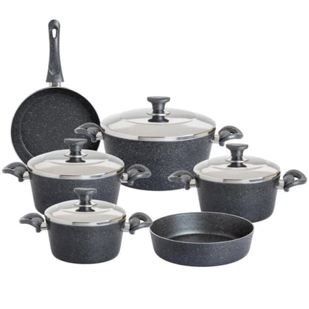 طقم قدور جرانيت تركي 10 قطعة لون رصاصي