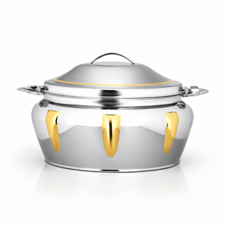 حافظة طعام السيف NAB استيل هندي بغطاء قفل فضي وذهبي 3.5 لتر