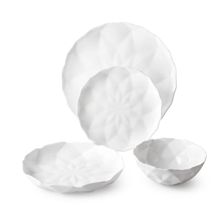 طقم عشاء اركوبال ابيض ناصع محجر 24 قطعة 6 اشخاص