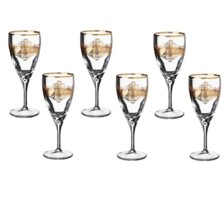 طقم كاسات عصير زجاج تركي مزخرف ذهبي 6 قطعة 180 مل