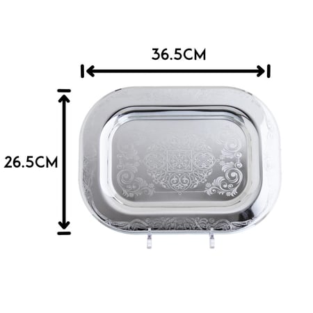 صحن تقديم معدن مستطيل فضي