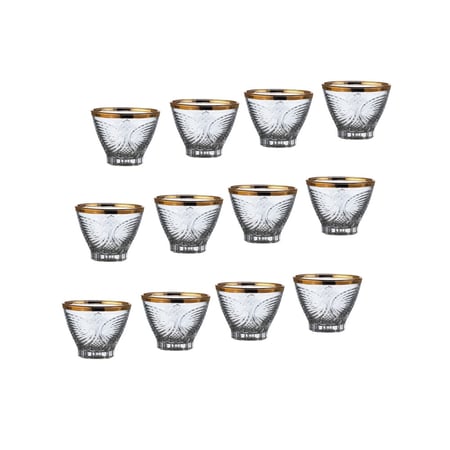 فناجين قهوة سعودي زجاج ذهبي 12 قطعة محجر