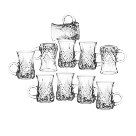 فناجين شاي زجاج مزخرف 10 قطعة 110 مل