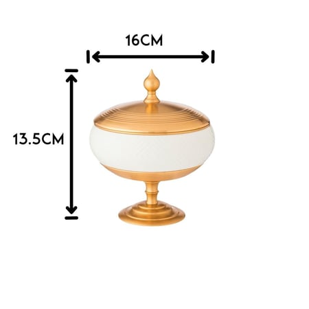 مبخرة بورسلان ابيض بقاعدة وغطاء معدن ذهبي