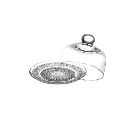 طقم صحون كيك كونيا زجاج فاخر بغطاء متحرك ميني مقاس 15 سم 4 قطع