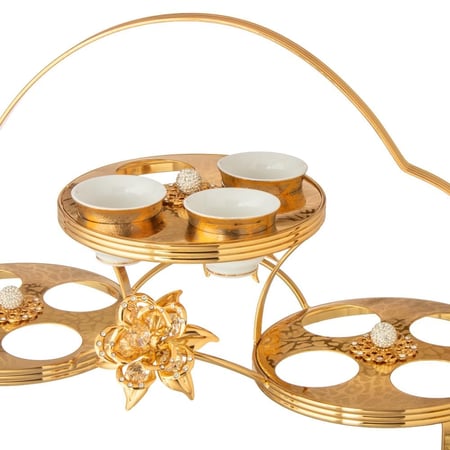 شيالة فناجين قهوة سعودي معدن ذهبي فاخر