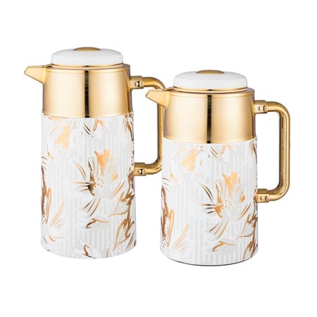 ريفان طقم ترامس 2 قطعة بنقشات فاخرة مع اللون الذهبي