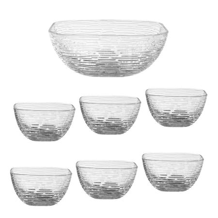 طقم زبادي زجاج مخطط 7 قطعة