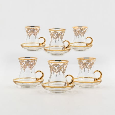 كاسات شاي كريستال تركي مجموعة الياسمين