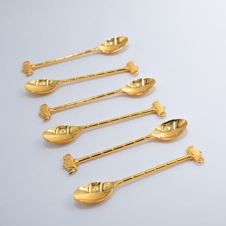 ملاعق شاي معدن ذهبي 6 قطعة