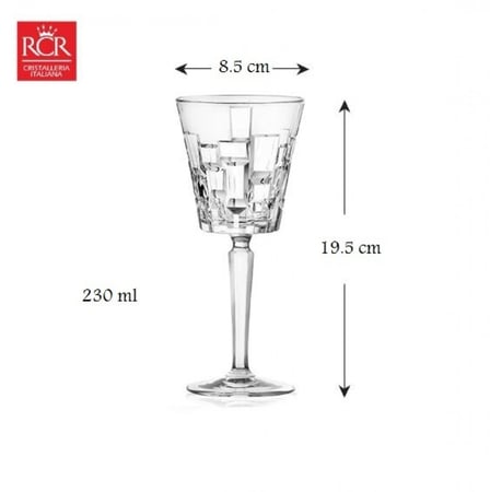 طقم كاسات عصير كريستال RCR ايطالي 230 مل 6 قطعة