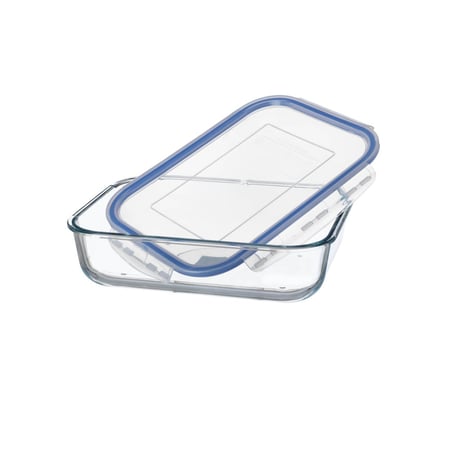 صينية فرن زجاج بغطاء بلاستيك 2.7 لتر