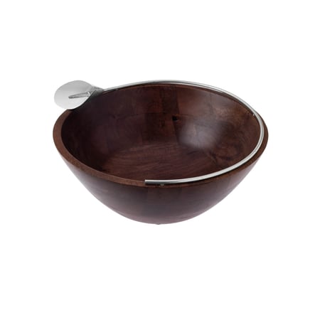 بدية تقديم خشب هندي كبير مع بروش فضي