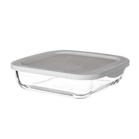 صينية فرن زجاج مربع بغطاء مربع سعة 1.1 ليتر