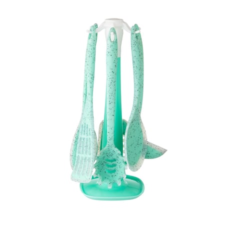 ملاعق غرف سيلكون مع حامل اخضر