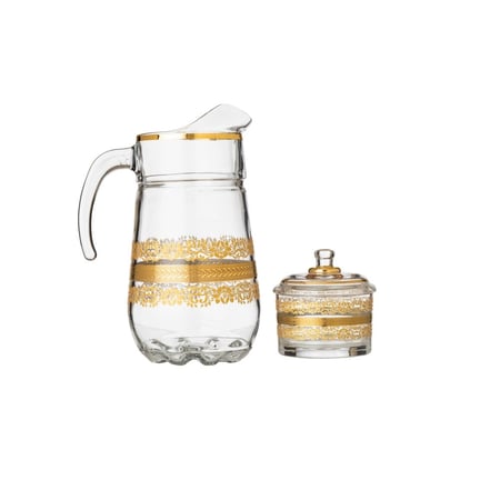 طقم كريستال تركي 76 قطعة مزخرف ذهبي