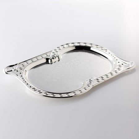 صينية تقديم معدن فضي مفرد