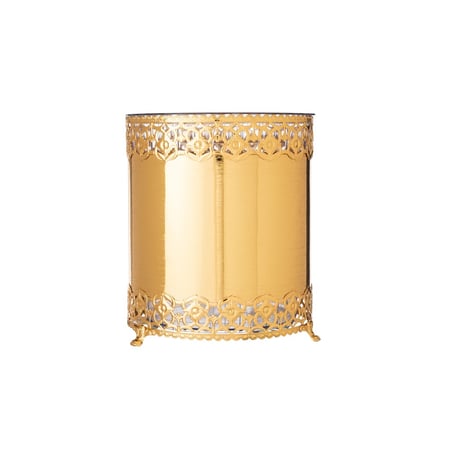 سلة وعلبة مناديل منقوش ذهبي