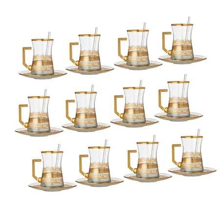 طقم كريستال تركي 76 قطعة مزخرف ذهبي