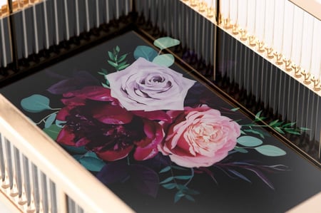 صينية تقديم معدن وزجاج اسود وذهبي مستطيل