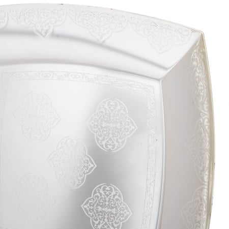 صحن تقديم معدن مربع فضي