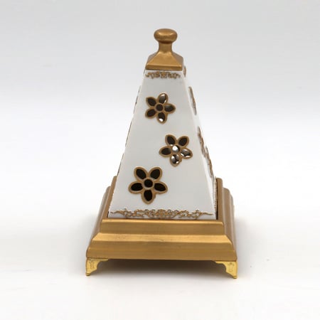 مبخرة بولي شكل هرمي ذهبي ابيض