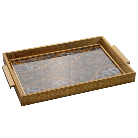 صينية تقديم خشب تركية ارضية زجاج مزخرف