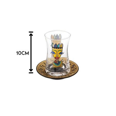 فناجين شاي زجاج بيكاسو بصحن اسود