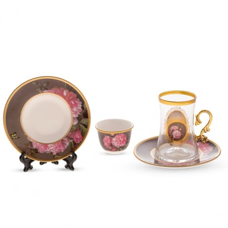 طقم قهوة وشاي 18 قطعة مجموعة الغردينيا