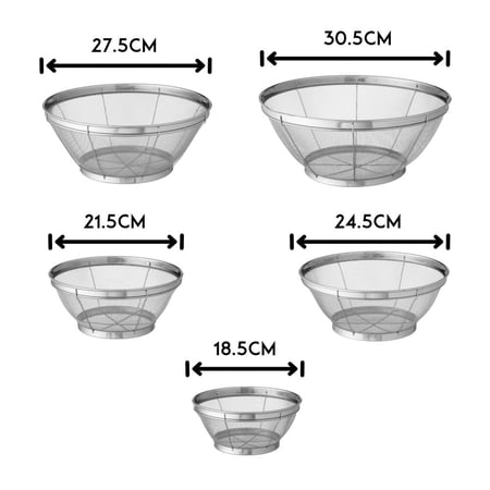 طقم مصافي استيل 5 قطعة مقاسات مختلفة