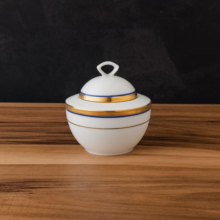 سكرية بورسلان ابيض وذهبي وكحلي الماني