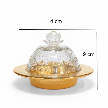 تمرية معدن ذهبي بغطاء زجاج محجر