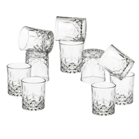 كاسات عصير زجاج محجر ميني 12 قطعة 75 مل