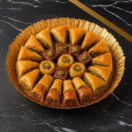 صحن تقديم حلويات زجاج تركي مدور مقاس 32 سم