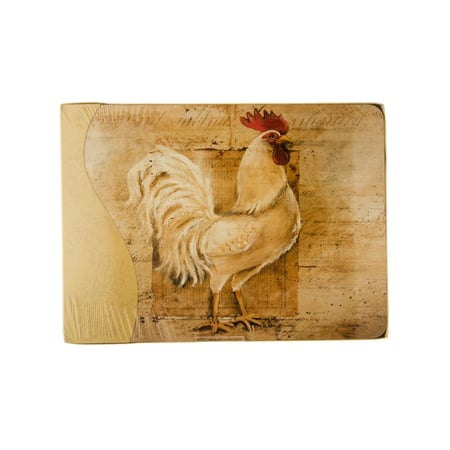 طقم عازل صحون سفرة خشبي خفيف برسومات ديك 4 قطعة مقاس 40*30 سم