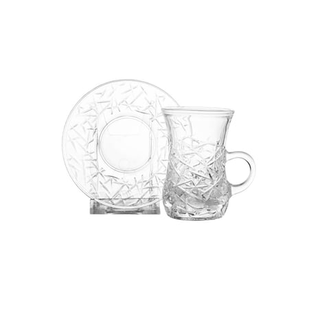 طقم فناجين شاي زجاج مزخرف 12 قطعة 110 مل